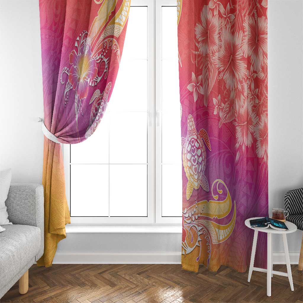 Polynesia Sea Turtle Couple Window Curtain One Soul One Love