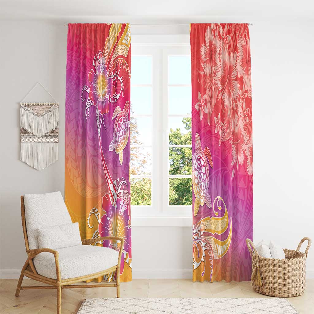 Polynesia Sea Turtle Couple Window Curtain One Soul One Love
