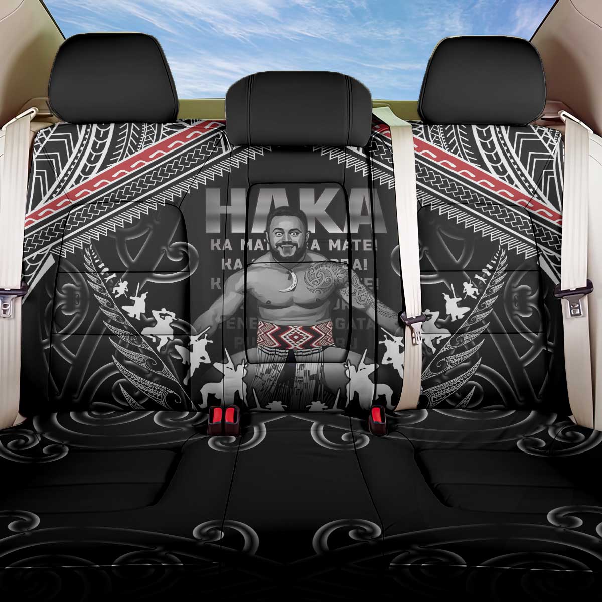 New Zealand Aotearoa Back Car Seat Cover Traditional Kapa Haka LT05 One Size Black - Polynesian Pride