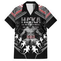 New Zealand Aotearoa Family Matching Long Sleeve Bodycon Dress and Hawaiian Shirt Traditional Kapa Haka LT05 Dad's Shirt - Short Sleeve Black - Polynesian Pride