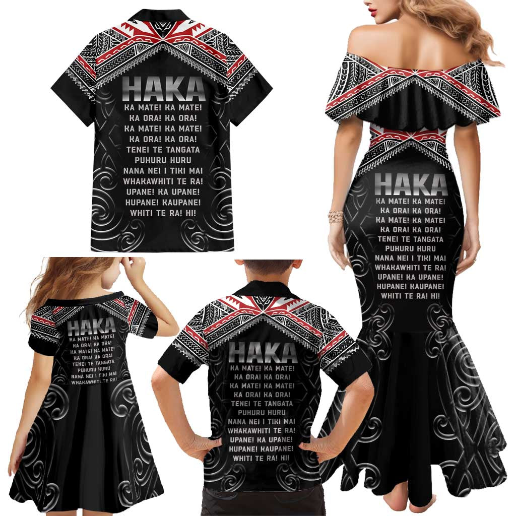 New Zealand Aotearoa Family Matching Mermaid Dress and Hawaiian Shirt Traditional Kapa Haka LT05 - Polynesian Pride