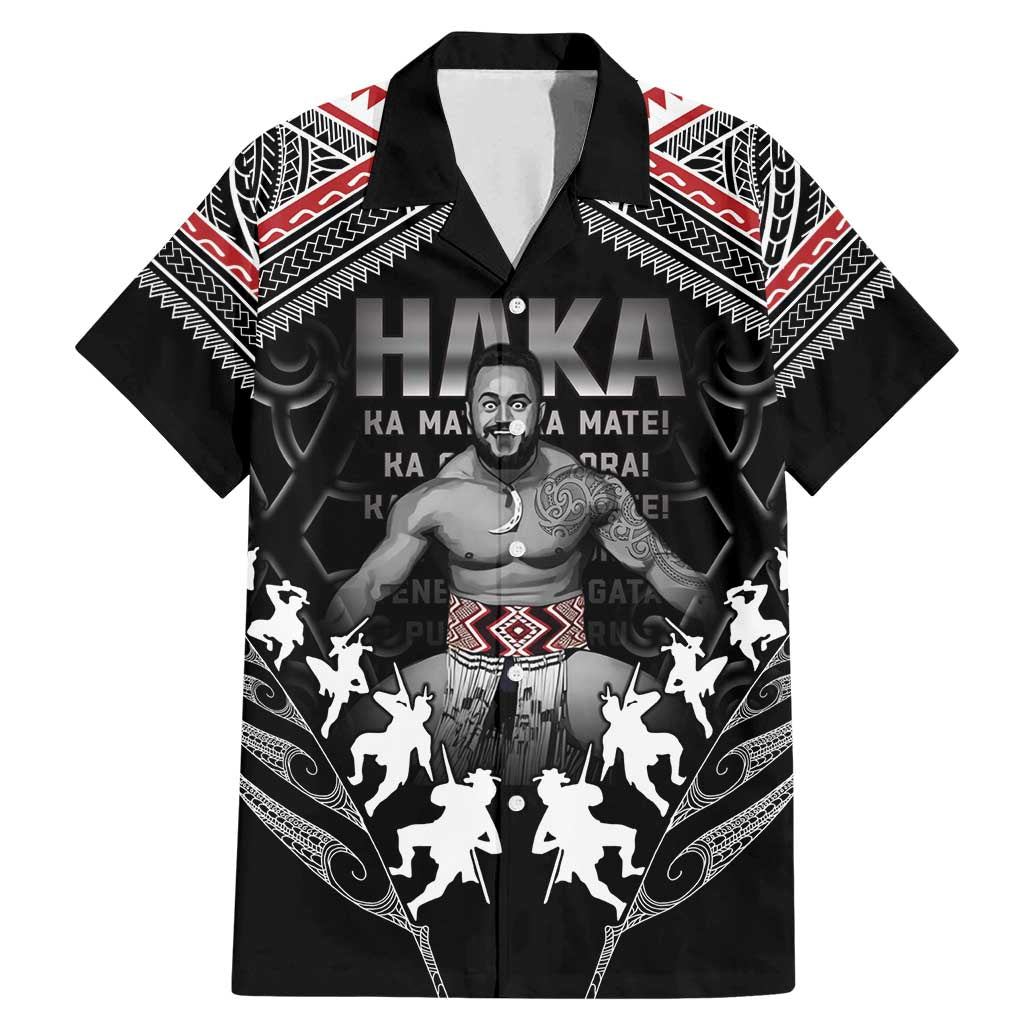 New Zealand Aotearoa Family Matching Mermaid Dress and Hawaiian Shirt Traditional Kapa Haka LT05 Dad's Shirt - Short Sleeve Black - Polynesian Pride