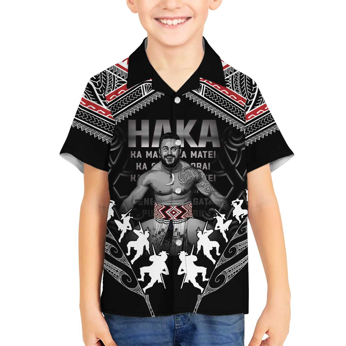 New Zealand Aotearoa Family Matching Off The Shoulder Long Sleeve Dress and Hawaiian Shirt Traditional Kapa Haka LT05 - Polynesian Pride