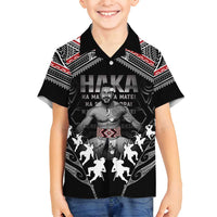 New Zealand Aotearoa Family Matching Off Shoulder Short Dress and Hawaiian Shirt Traditional Kapa Haka LT05 Son's Shirt Black - Polynesian Pride