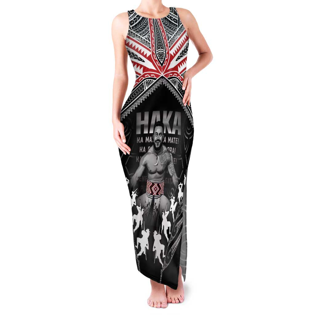 New Zealand Aotearoa Family Matching Tank Maxi Dress and Hawaiian Shirt Traditional Kapa Haka LT05 Mom's Dress Black - Polynesian Pride
