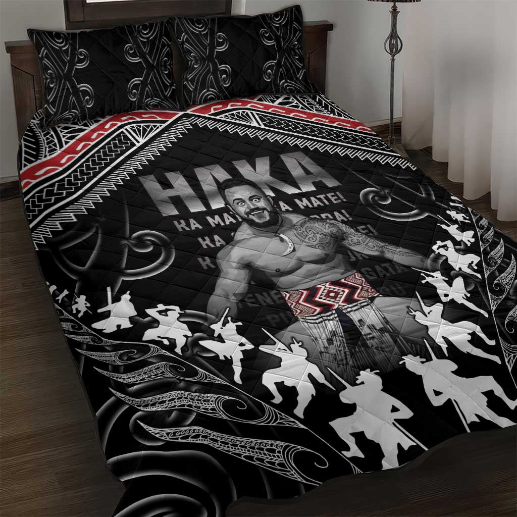 New Zealand Aotearoa Quilt Bed Set Traditional Kapa Haka LT05 Black - Polynesian Pride