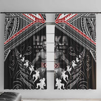 New Zealand Aotearoa Window Curtain Traditional Kapa Haka LT05 With Hooks Black - Polynesian Pride