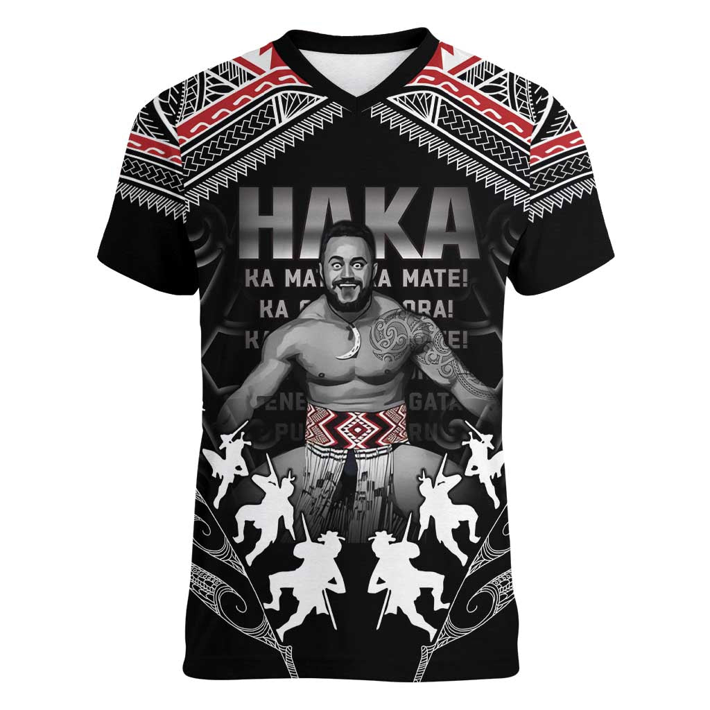 New Zealand Aotearoa Women V-Neck T-Shirt Traditional Kapa Haka