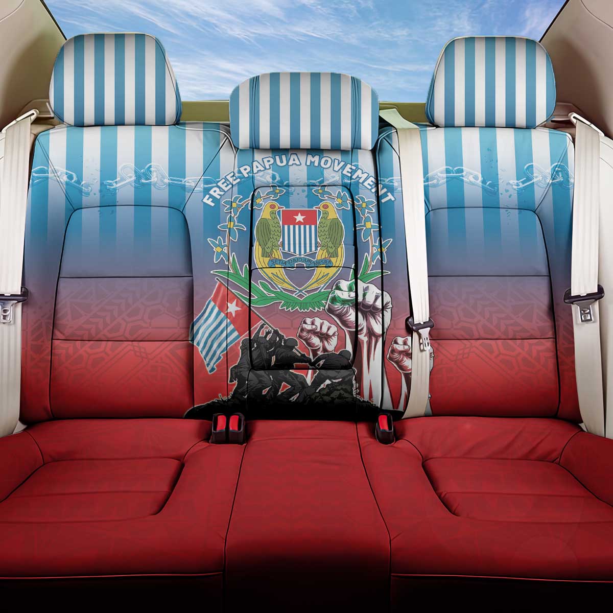 Free West Papua Back Car Seat Cover One People One Soul Unique Style - Polynesian Pride