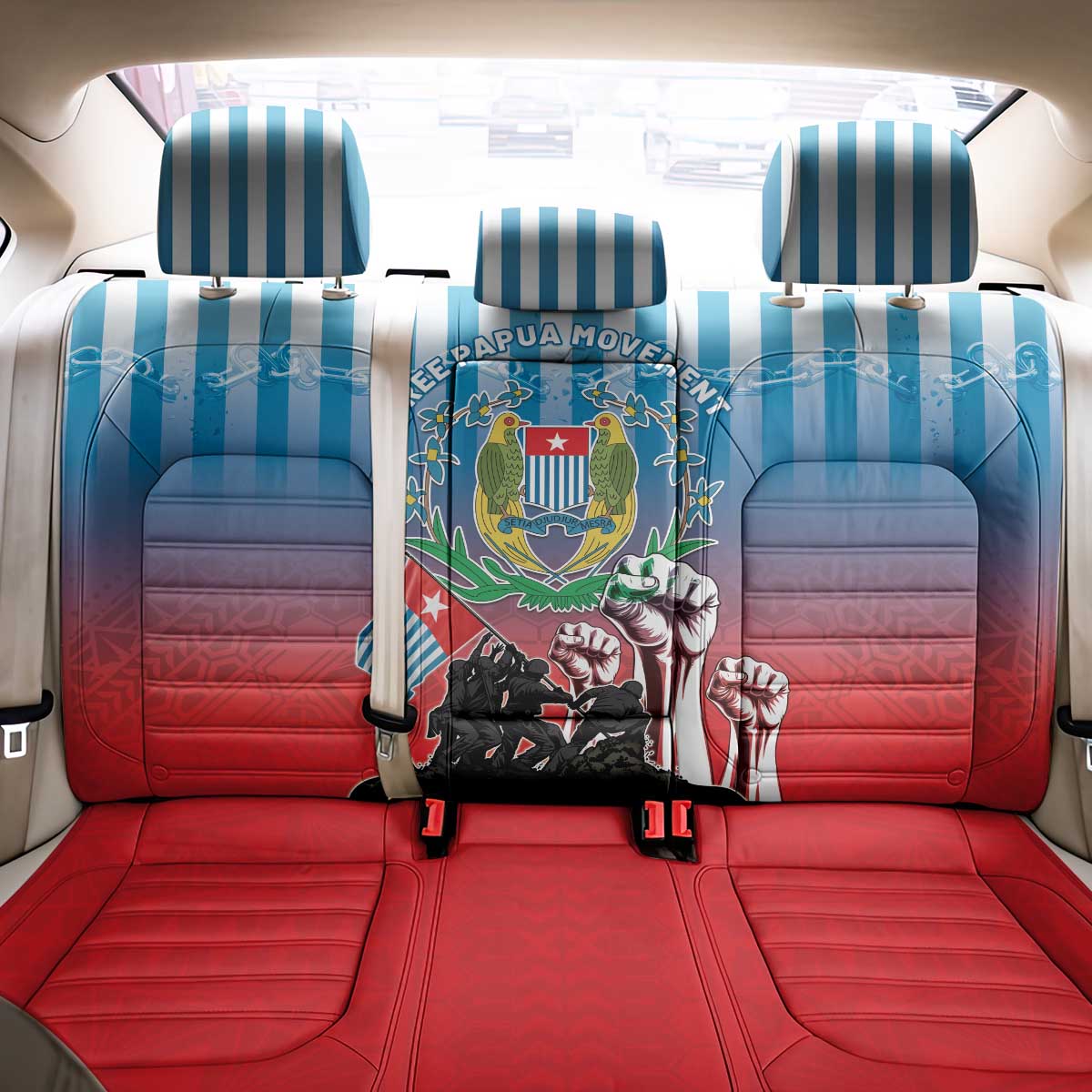 Free West Papua Back Car Seat Cover One People One Soul Unique Style - Polynesian Pride