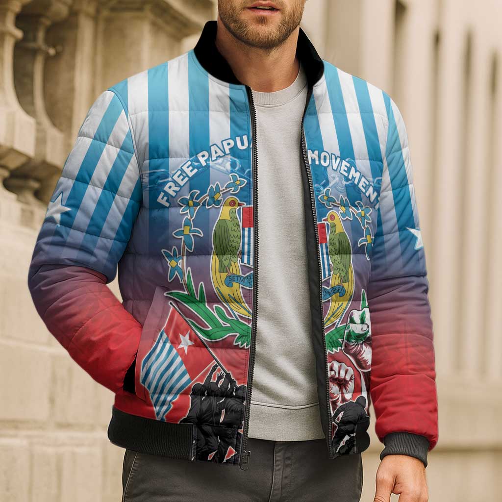 Personalised Free West Papua Bomber Puffer Jacket One People One Soul Unique Style - Polynesian Pride