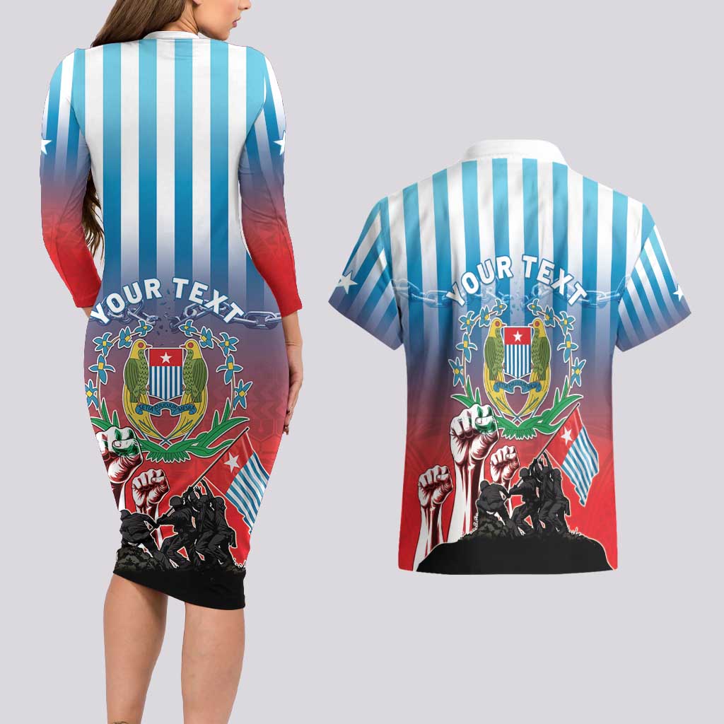 Personalised Free West Papua Couples Matching Long Sleeve Bodycon Dress and Hawaiian Shirt One People One Soul Unique Style LT05 - Polynesian Pride