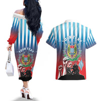 Personalised Free West Papua Couples Matching Off The Shoulder Long Sleeve Dress and Hawaiian Shirt One People One Soul Unique Style LT05 - Polynesian Pride
