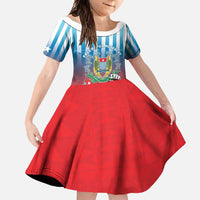Personalised Free West Papua Family Matching Long Sleeve Bodycon Dress and Hawaiian Shirt One People One Soul Unique Style LT05 Daughter's Dress Blue - Polynesian Pride