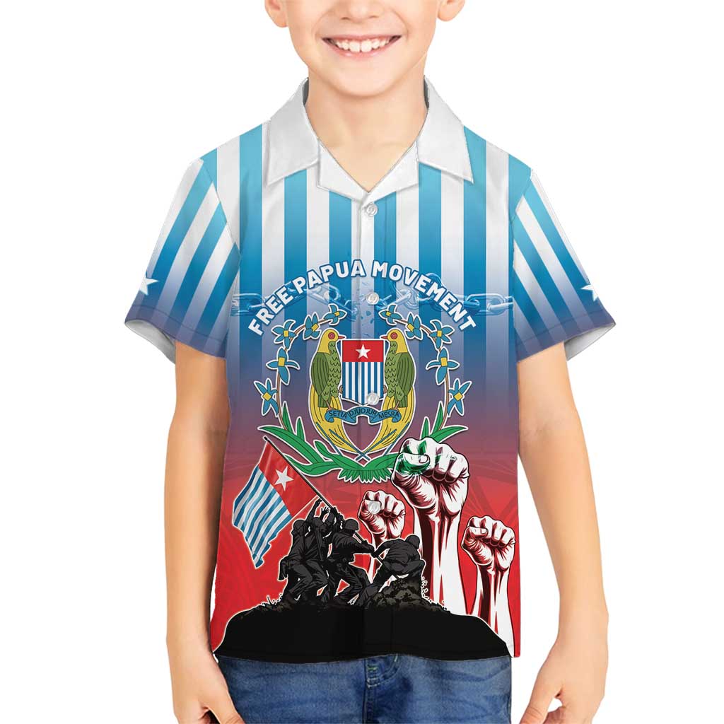 Personalised Free West Papua Family Matching Off Shoulder Maxi Dress and Hawaiian Shirt One People One Soul Unique Style LT05 Son's Shirt Blue - Polynesian Pride