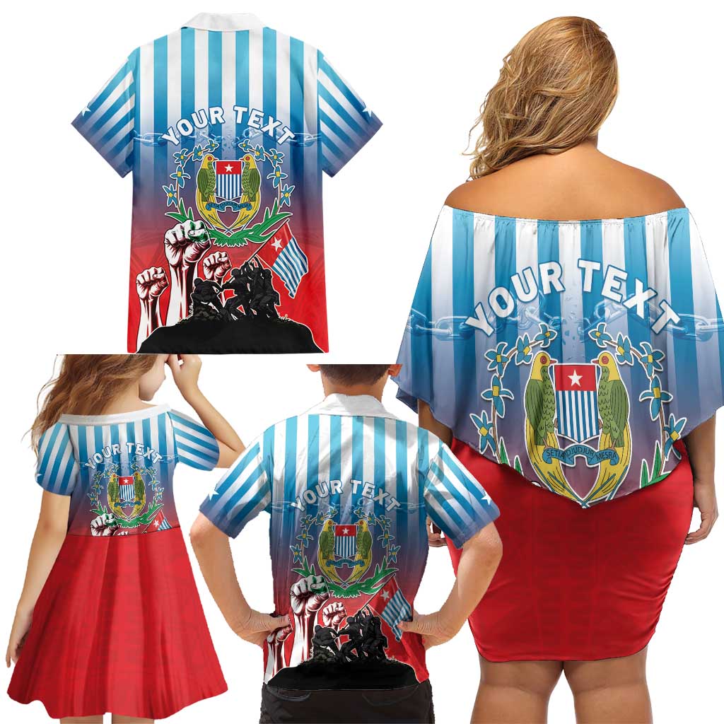 Personalised Free West Papua Family Matching Off Shoulder Short Dress and Hawaiian Shirt One People One Soul Unique Style LT05 - Polynesian Pride