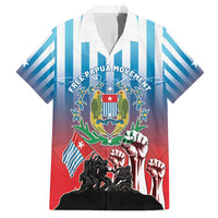 Personalised Free West Papua Family Matching Off Shoulder Short Dress and Hawaiian Shirt One People One Soul Unique Style LT05 Dad's Shirt - Short Sleeve Blue - Polynesian Pride