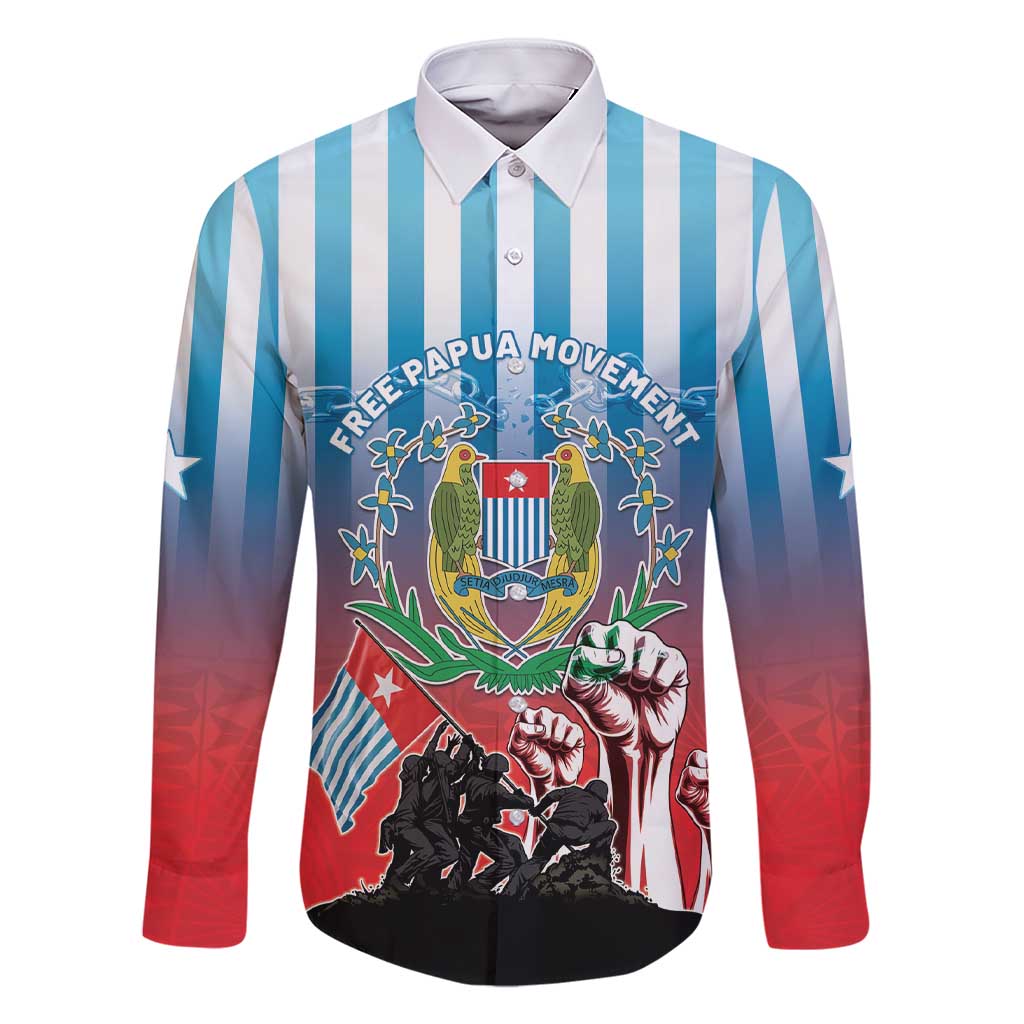 Personalised Free West Papua Family Matching Short Sleeve Bodycon Dress and Hawaiian Shirt One People One Soul Unique Style LT05 Dad's Shirt - Long Sleeve Blue - Polynesian Pride