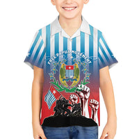 Personalised Free West Papua Family Matching Short Sleeve Bodycon Dress and Hawaiian Shirt One People One Soul Unique Style LT05 Son's Shirt Blue - Polynesian Pride