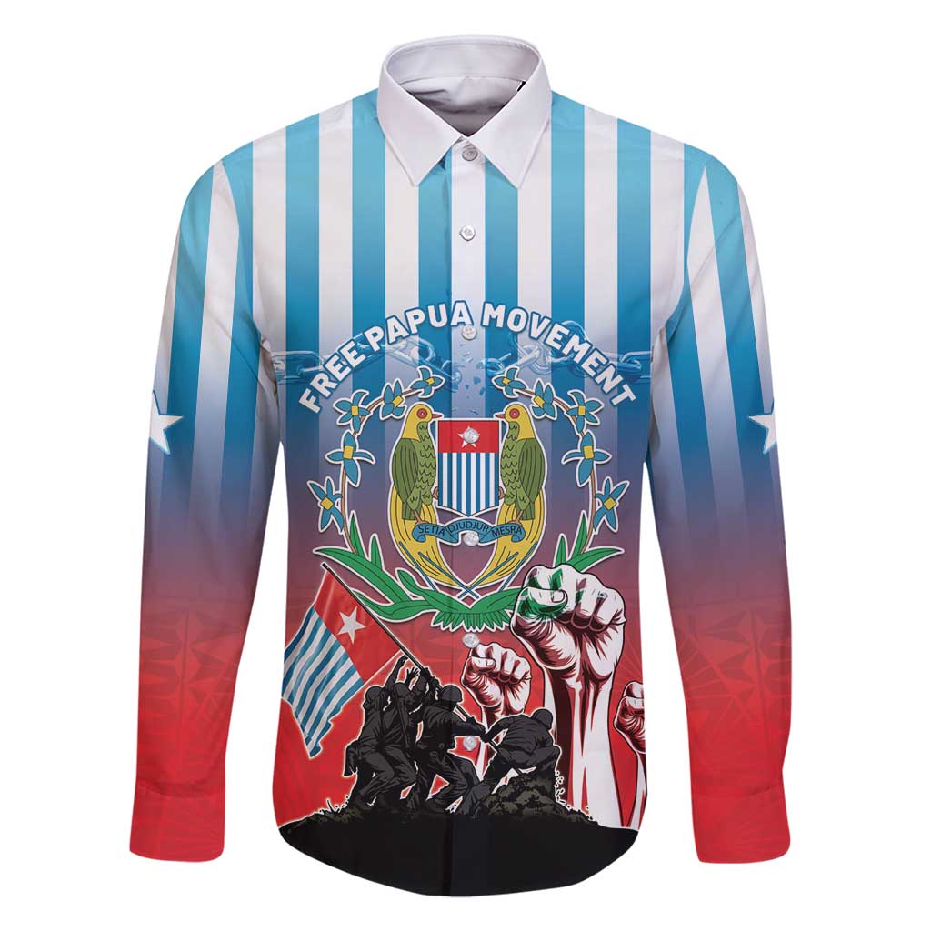 Personalised Free West Papua Family Matching Tank Maxi Dress and Hawaiian Shirt One People One Soul Unique Style LT05 Dad's Shirt - Long Sleeve Blue - Polynesian Pride