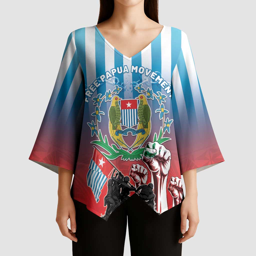 Personalised Free West Papua Kimono Sleeve Blouse One People One Soul Unique Style - Polynesian Pride