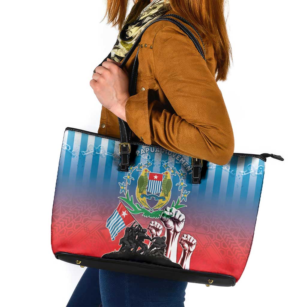 Free West Papua Leather Tote Bag One People One Soul Unique Style - Polynesian Pride