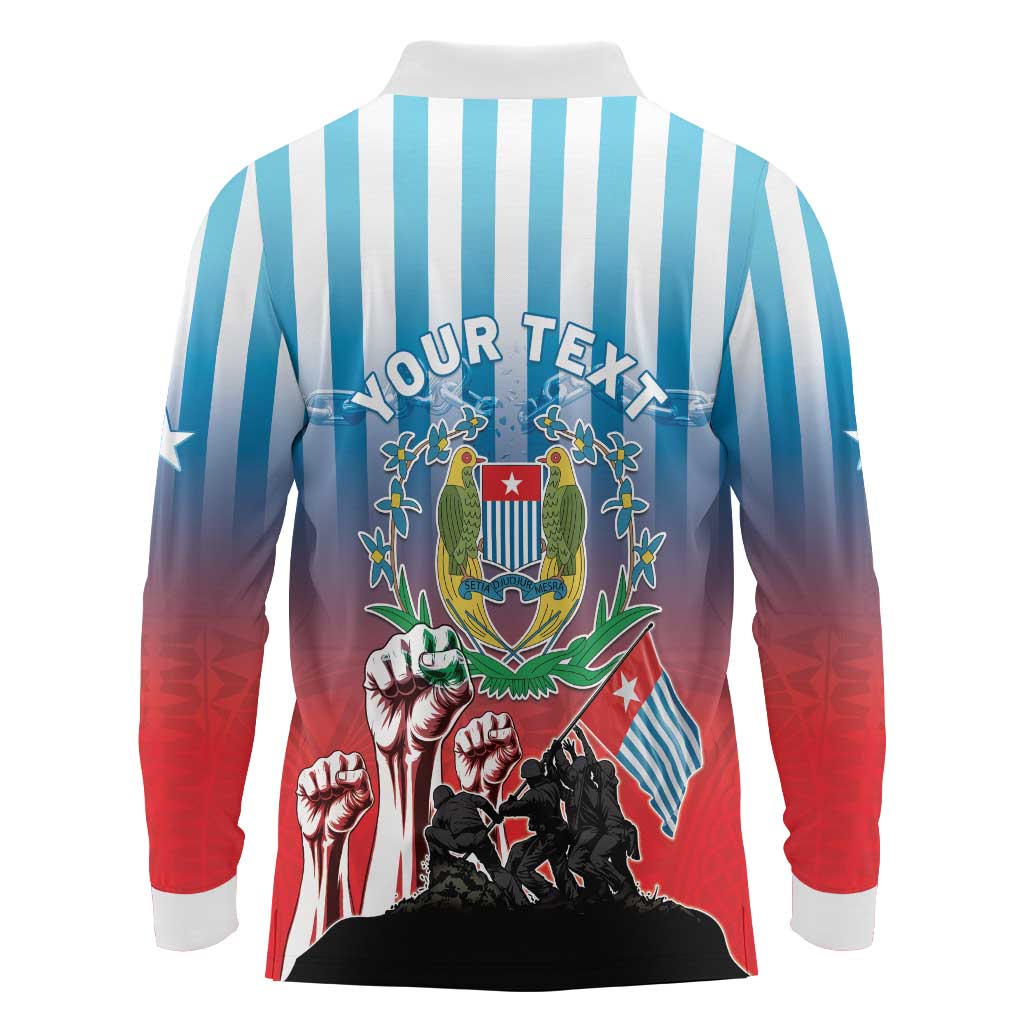 Personalised Free West Papua Long Sleeve Polo Shirt One People One Soul Unique Style - Polynesian Pride