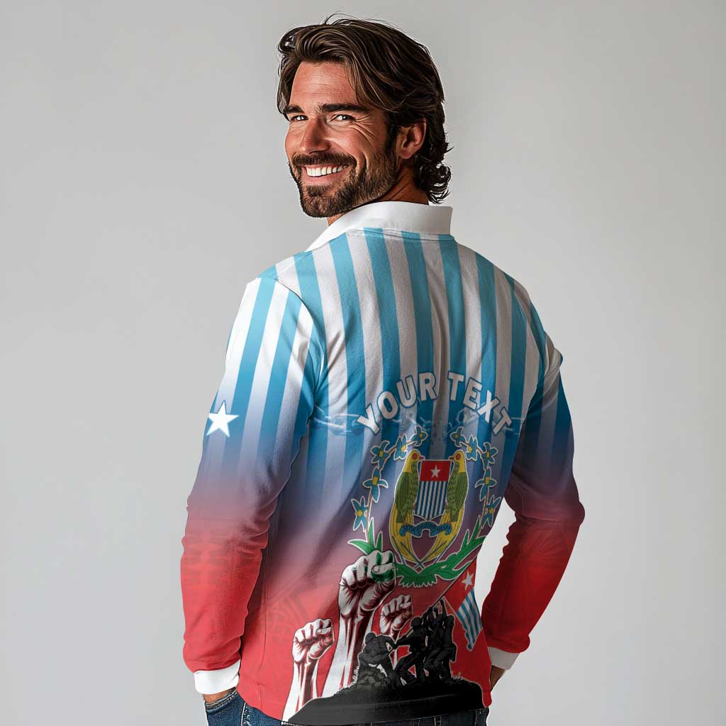 Personalised Free West Papua Long Sleeve Polo Shirt One People One Soul Unique Style - Polynesian Pride