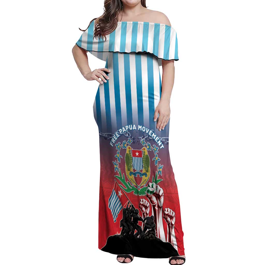 Personalised Free West Papua Off Shoulder Maxi Dress One People One Soul Unique Style - Polynesian Pride