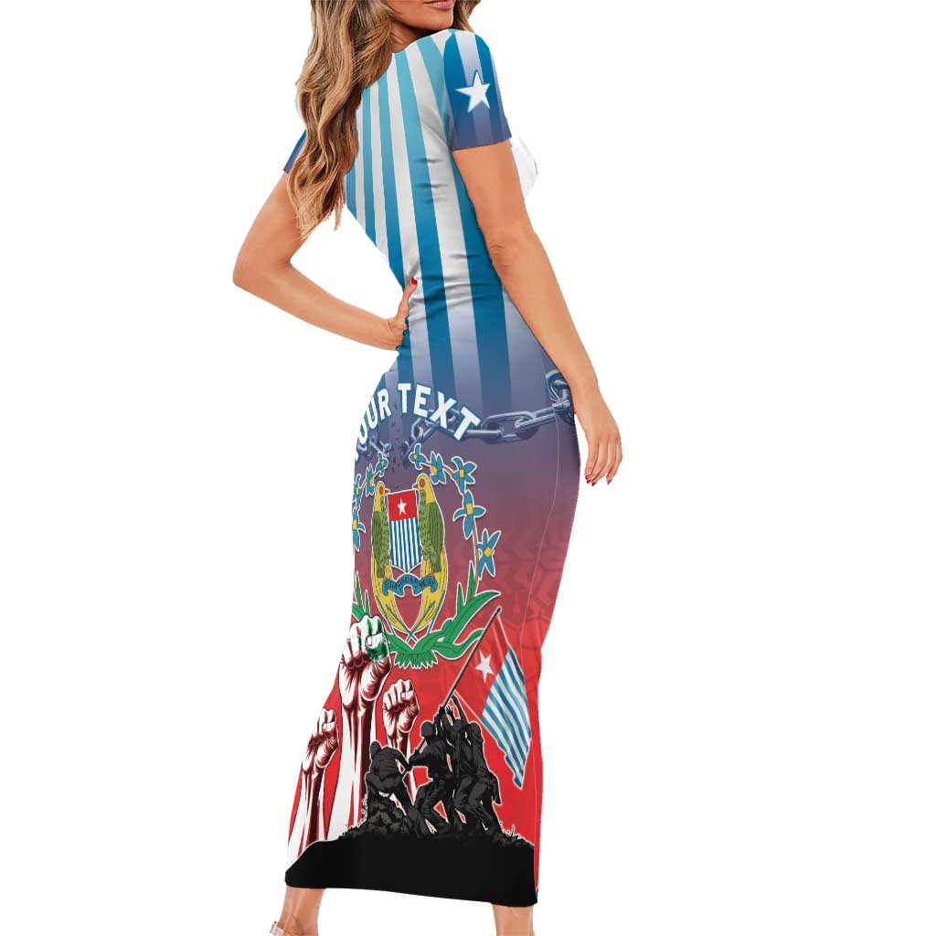 Personalised Free West Papua Short Sleeve Bodycon Dress One People One Soul Unique Style - Polynesian Pride