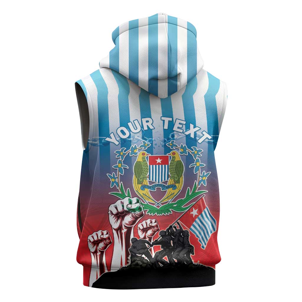 Personalised Free West Papua Sleeveless Hoodie One People One Soul Unique Style - Polynesian Pride