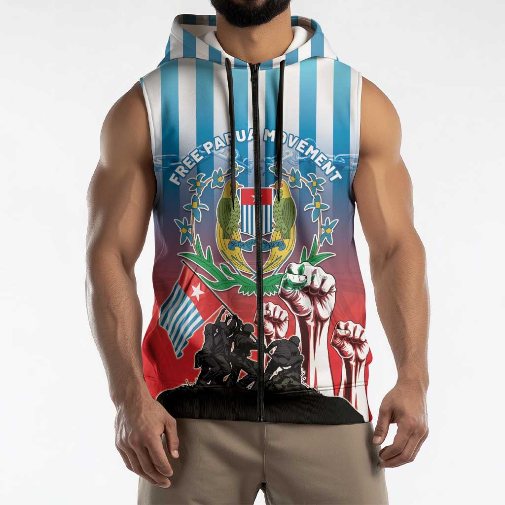 Personalised Free West Papua Sleeveless Zip Hoodie One People One Soul Unique Style - Polynesian Pride