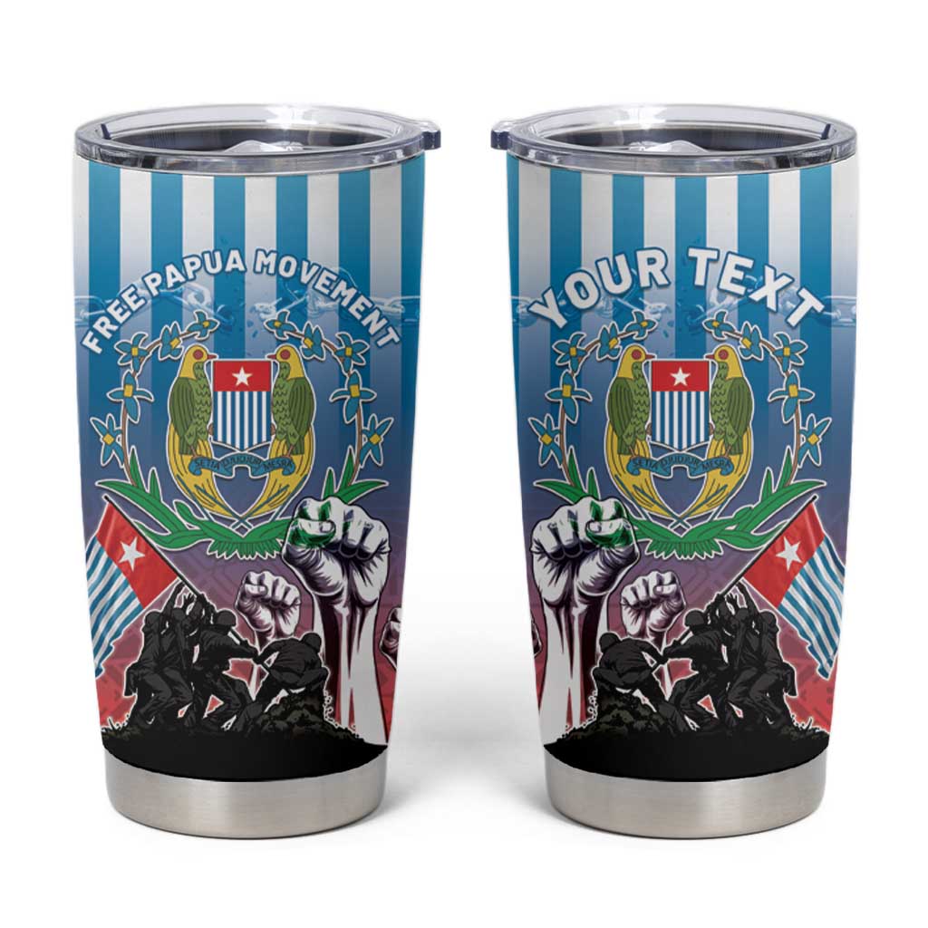 Personalised Free West Papua Tumbler Cup One People One Soul Unique Style LT05 Blue - Polynesian Pride