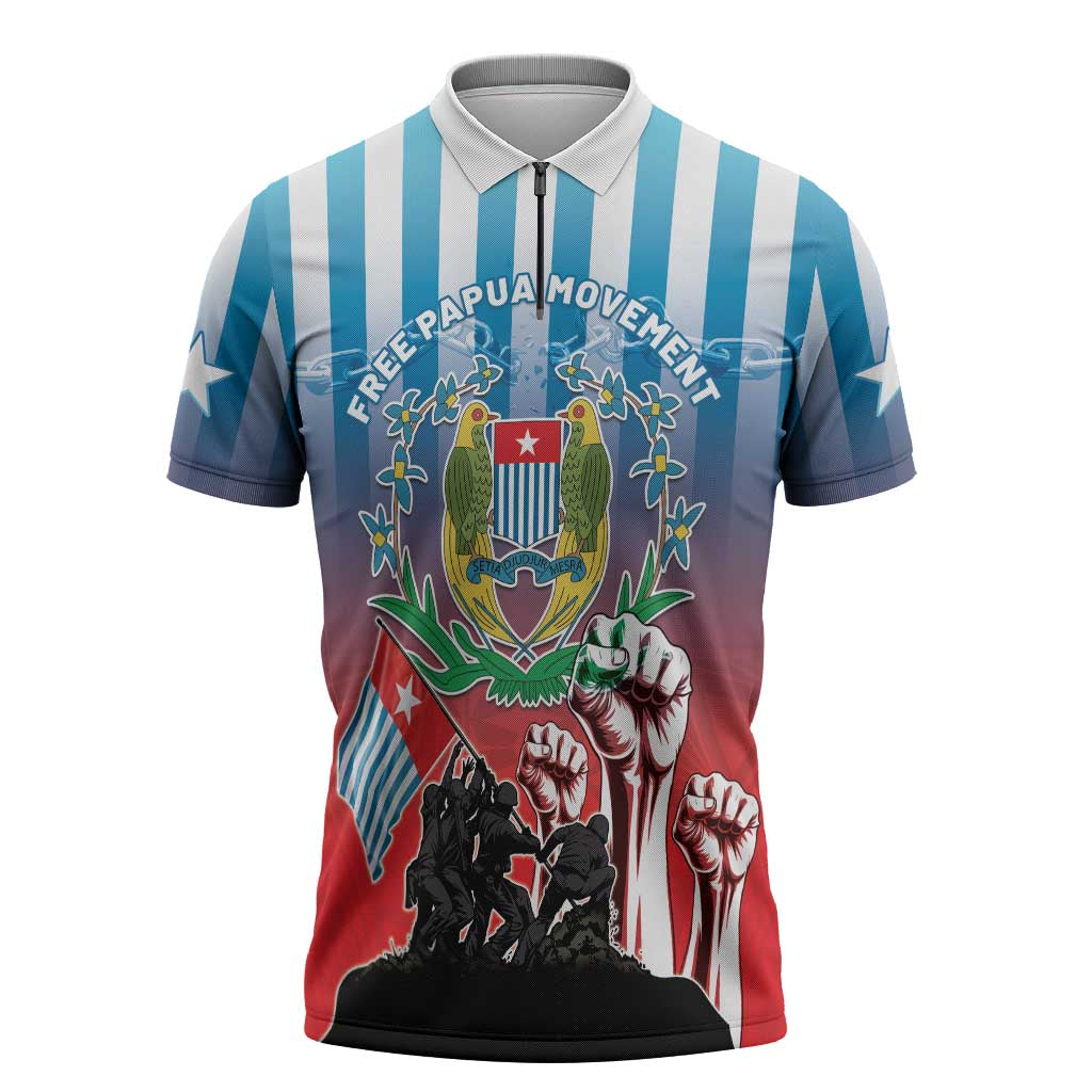 Personalised Free West Papua Zipper Polo Shirt One People One Soul Unique Style - Polynesian Pride