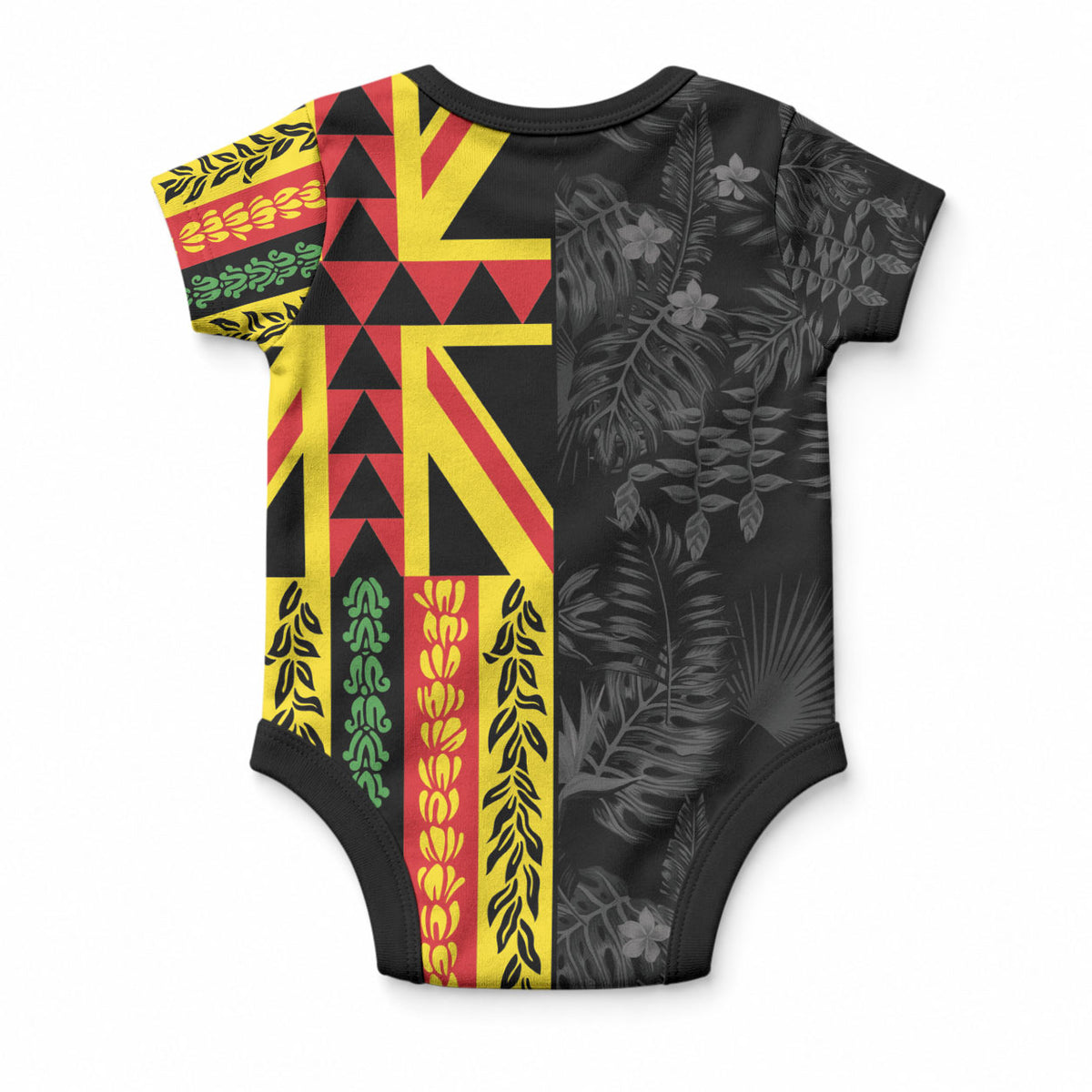 Hawaii Maoli Spirit Baby Onesie Kakau Pattern With Flower Lei LT05 - Polynesian Pride