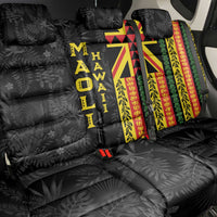 Hawaii Maoli Spirit Back Car Seat Cover Kakau Pattern With Flower Lei - Polynesian Pride