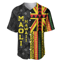 Hawaii Maoli Spirit Baseball Jersey Kakau Pattern With Flower Lei - Polynesian Pride