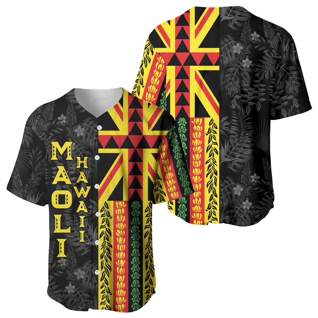 Hawaii Maoli Spirit Baseball Jersey Kakau Pattern With Flower Lei - Polynesian Pride