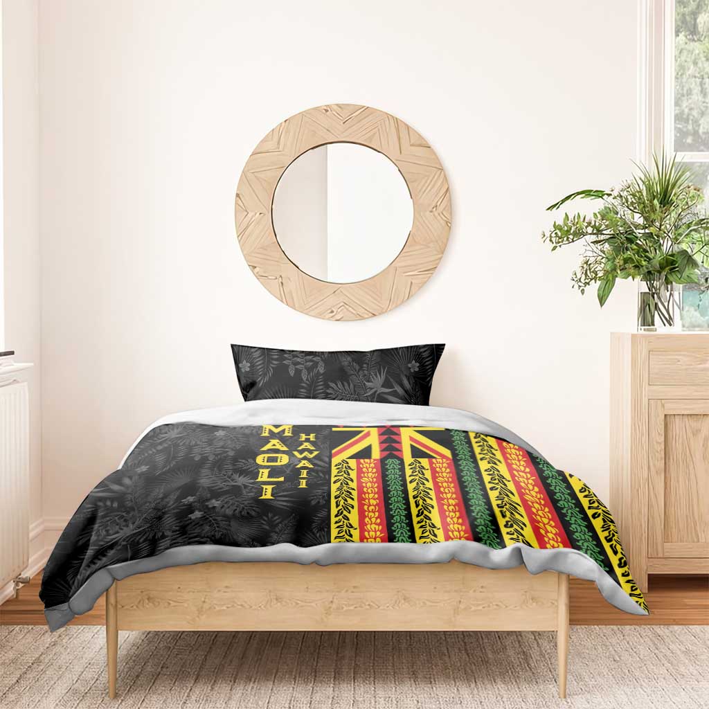 Hawaii Maoli Spirit Bedding Set Kakau Pattern With Flower Lei - Polynesian Pride