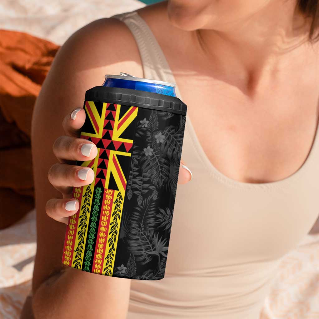 Hawaii Maoli Spirit 4 in 1 Can Cooler Tumbler Kakau Pattern With Flower Lei - Polynesian Pride