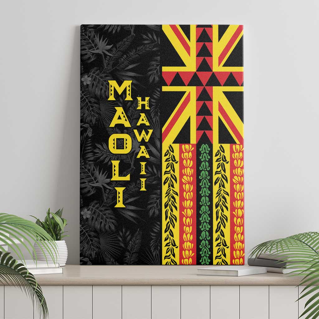 Hawaii Maoli Spirit Canvas Wall Art Kakau Pattern With Flower Lei - Polynesian Pride