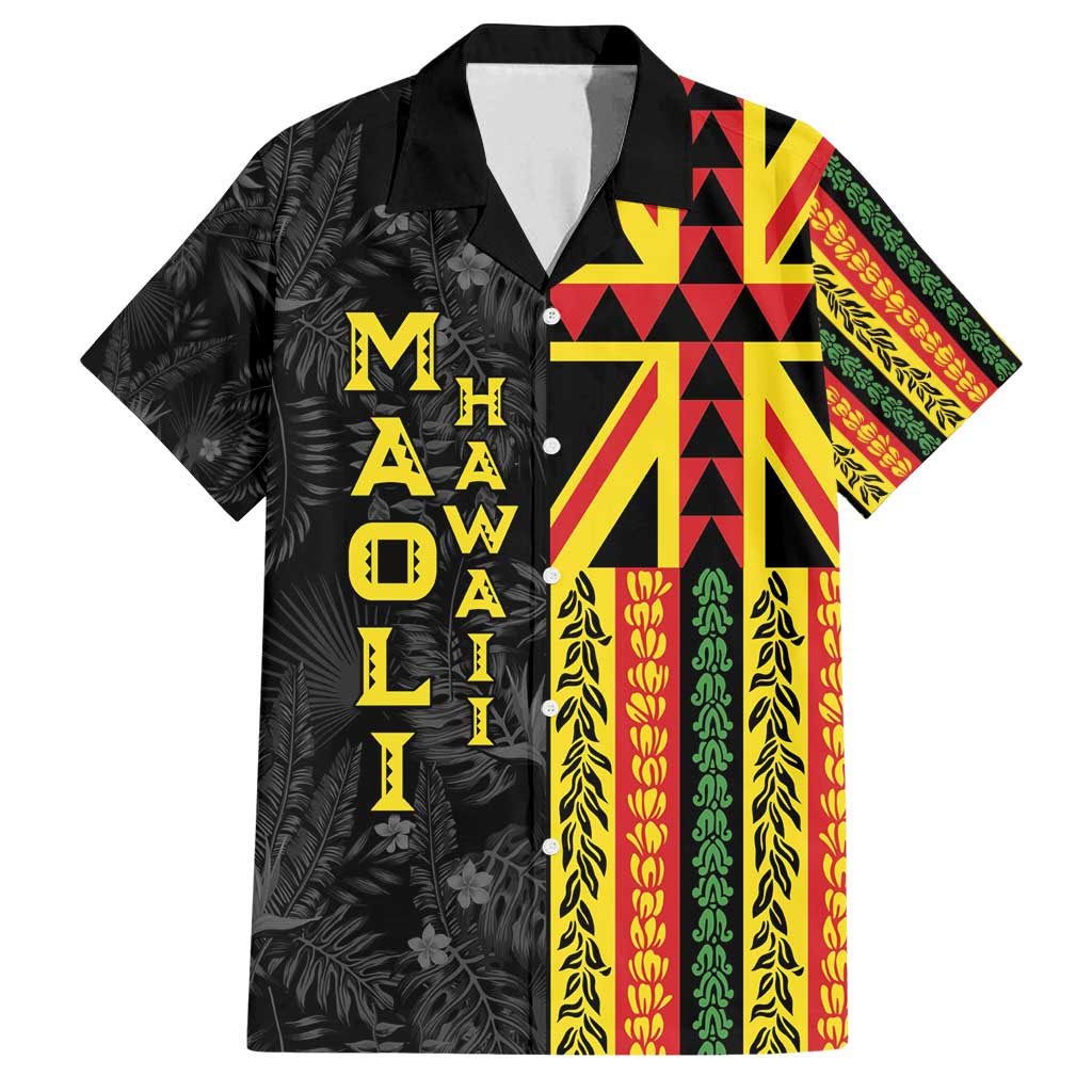 Hawaii Maoli Spirit Family Matching Long Sleeve Bodycon Dress and Hawaiian Shirt Kakau Pattern With Flower Lei LT05 Dad's Shirt - Short Sleeve Black - Polynesian Pride