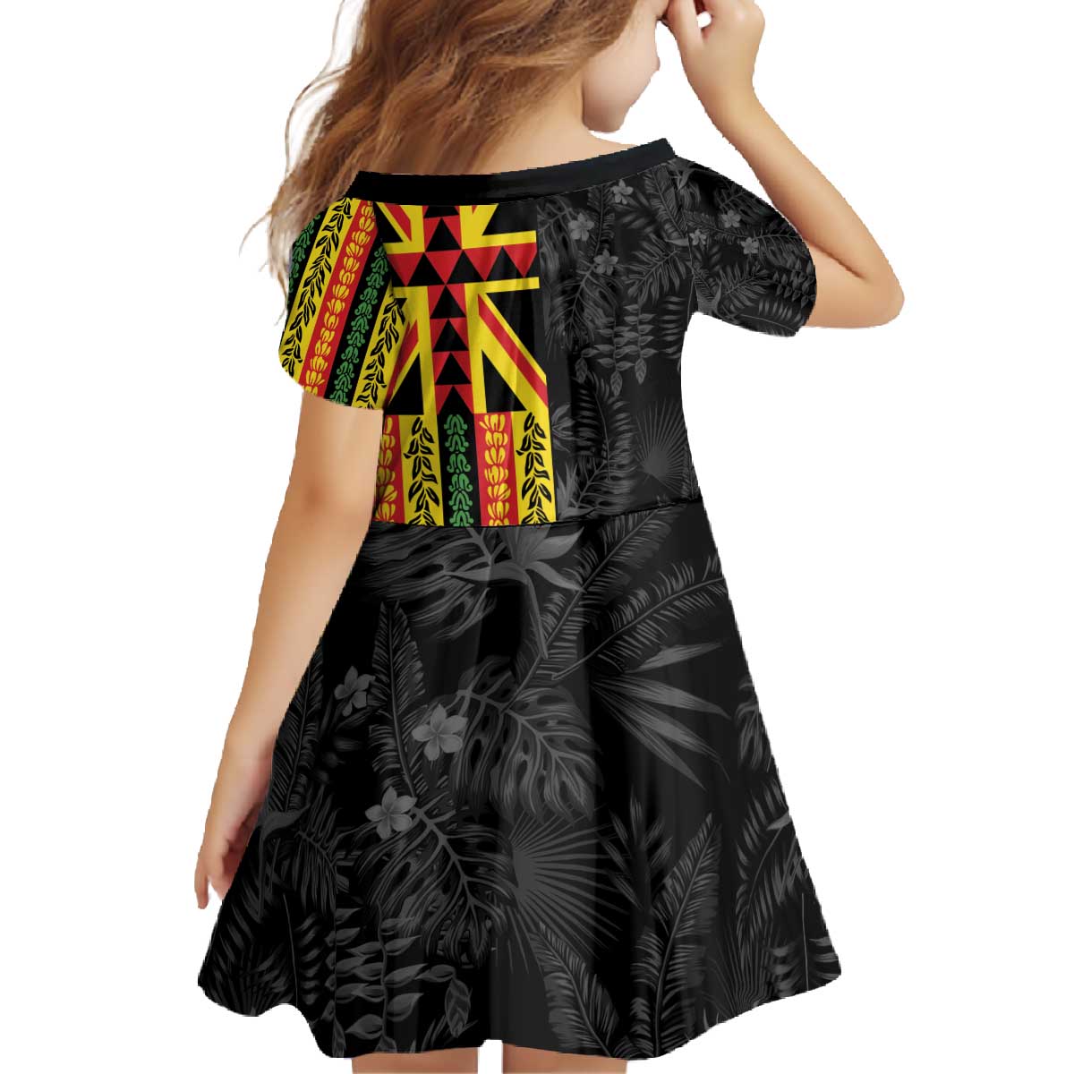 Hawaii Maoli Spirit Family Matching Off The Shoulder Long Sleeve Dress and Hawaiian Shirt Kakau Pattern With Flower Lei LT05 - Polynesian Pride