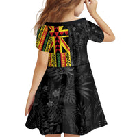 Hawaii Maoli Spirit Family Matching Off Shoulder Short Dress and Hawaiian Shirt Kakau Pattern With Flower Lei LT05 - Polynesian Pride