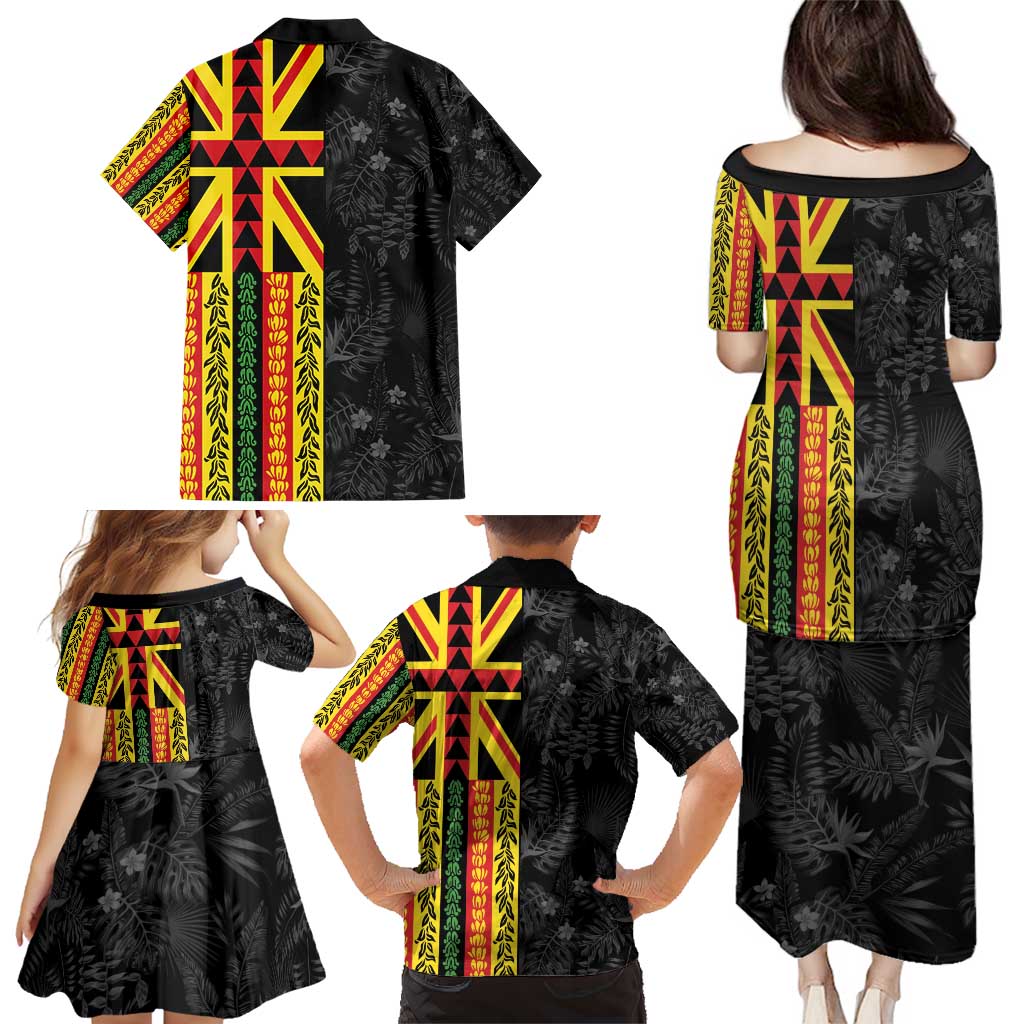 Hawaii Maoli Spirit Family Matching Puletasi and Hawaiian Shirt Kakau Pattern With Flower Lei LT05 - Polynesian Pride