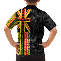 Hawaii Maoli Spirit Family Matching Short Sleeve Bodycon Dress and Hawaiian Shirt Kakau Pattern With Flower Lei LT05 - Polynesian Pride