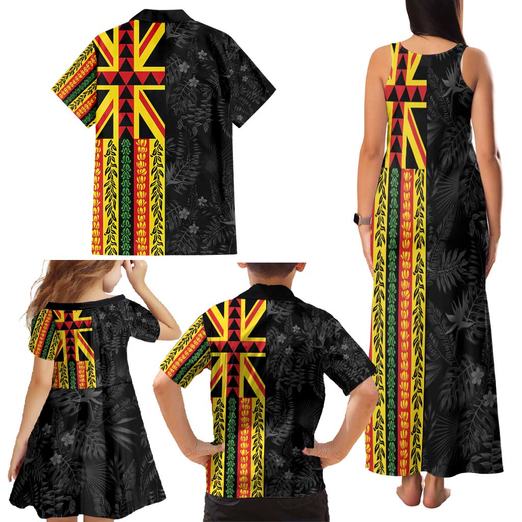 Hawaii Maoli Spirit Family Matching Tank Maxi Dress and Hawaiian Shirt Kakau Pattern With Flower Lei LT05 - Polynesian Pride