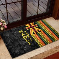 Hawaii Maoli Spirit Rubber Doormat Kakau Pattern With Flower Lei - Polynesian Pride