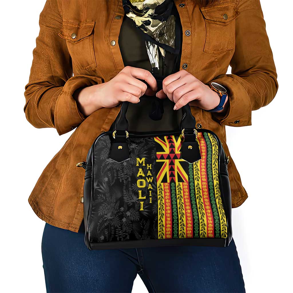 Hawaii Maoli Spirit Shoulder Handbag Kakau Pattern With Flower Lei - Polynesian Pride