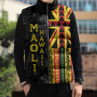 Hawaii Maoli Spirit Sleeveless Puffer Jacket Kakau Pattern With Flower Lei - Polynesian Pride